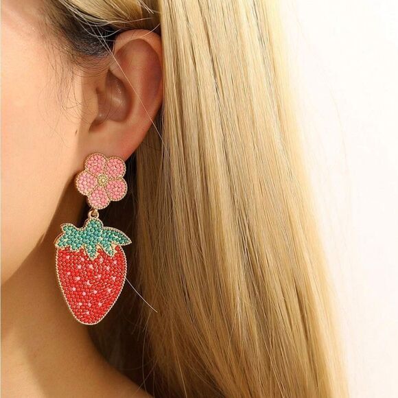 Strawberry drop earrings N405 - Picture 1 of 4